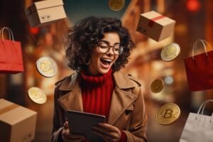 Tributação para e-commerce - Imagem de empresária de loja virtual feliz com a economia de impostos do seu comércio eletrônico